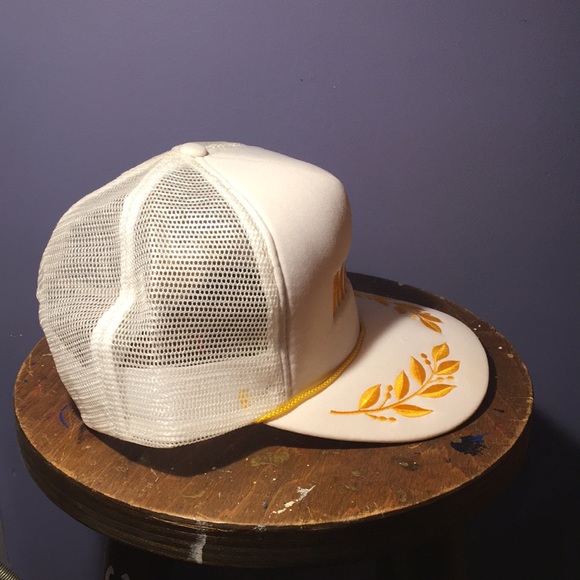 Maui white gold scrambled eggs puffy trucker hat mesh back 5 panel SnapBack cap - Picture 9 of 13